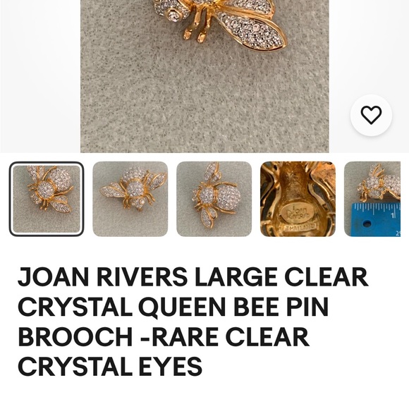 Gold and Silver Crystal Bee Brooch an unsigned designer - Picture 4 of 4